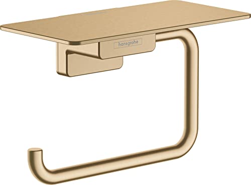 hansgrohe Toilettenpapierhalter AddStoris, Klopapierhalter mit Ablage, Brushed Bronze, 1 Rolle von hansgrohe