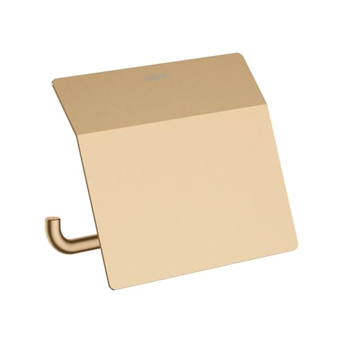hansgrohe AddStoris - Toilettenpapierhalter mit Deckel, Klopapierhalter für Wandmontage, Klorollenhalter, verdeckte Befestigung, Badezimmer Zubehör, Brushed Bronze, 41753140 von hansgrohe