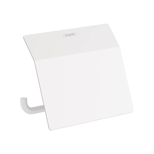 hansgrohe AddStoris - Toilettenpapierhalter mit Deckel, Klopapierhalter für Wandmontage, Klorollenhalter, verdeckte Befestigung, Badezimmer Zubehör, Mattweiß, 41753700 von hansgrohe
