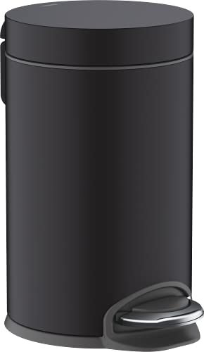 hansgrohe AddStoris - Badezimmer Mülleimer, Mülleimer Bad mit 3 l Fassungsvermögen, Kosmetikeimer, Treteimer, Badezimmer Zubehör, Mattschwarz, 41775670 von hansgrohe