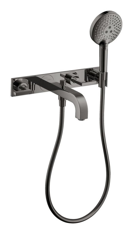 hansgrohe Wannenarmatur Axor Citterio 3-Loch mit Platte Unterputz mit Hebelgriff - Polished Black Chrome von hansgrohe