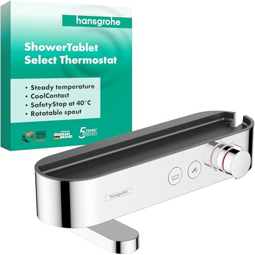 hansgrohe ShowerTablet Select - Wannenthermostat Aufputz, Wannenarmatur mit Sicherheitssperre (SafetyStop) bei 40° C, Thermostat für die Badewanne, Mischbatterie für 2 Verbraucher, Chrom hansgrohe ShowerTablet Select - Wannenthermostat Aufputz, Wannenarmatur mit Sicherheitssperre (SafetyStop) bei 40° C, Thermostat für die Badewanne, Mischbatterie für 2 Verbraucher, Chrom von hansgrohe