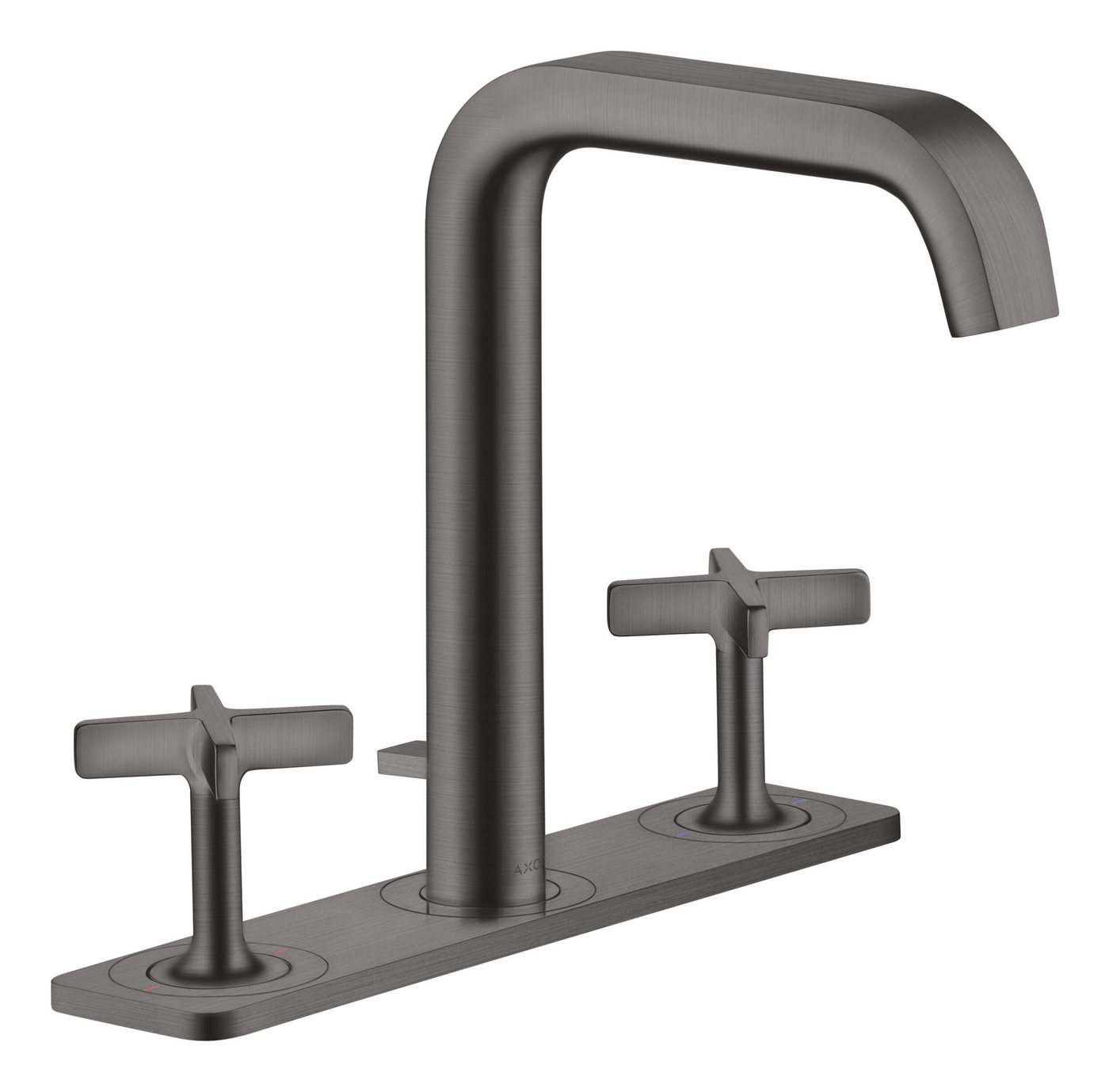 hansgrohe Waschtischarmatur Axor Citterio E 170 3-Loch mit Platte mit Zugstangen-Ablaufgarnitur - Brushed Black Chrome von hansgrohe