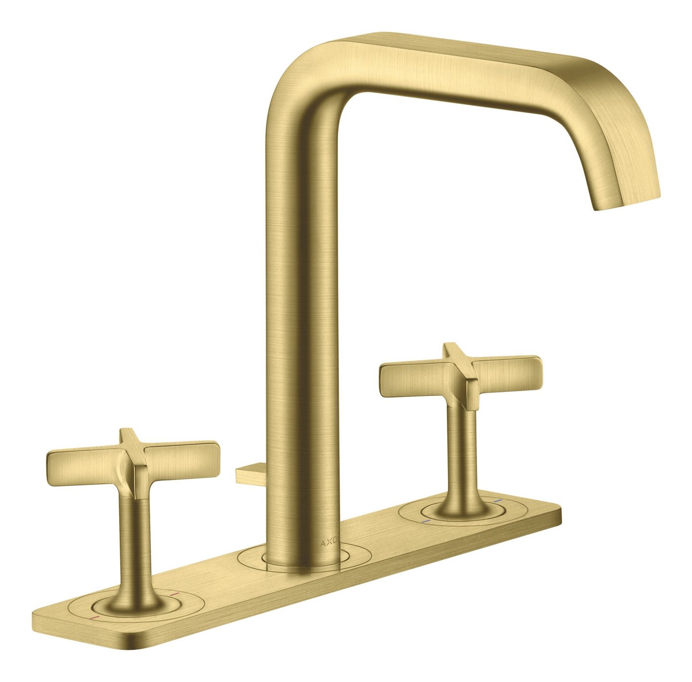 hansgrohe Waschtischarmatur Axor Citterio E 170 3-Loch mit Platte mit Zugstangen-Ablaufgarnitur - Brushed Brass von hansgrohe