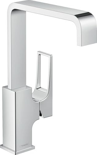 hansgrohe Waschtischarmatur Metropol, Wasserhahn Bad mit Auslauf Höhe 230 mm, mit Push-Open Ablaufgarnitur, Badarmatur wassersparend, 120° drehbar, Chrom von hansgrohe