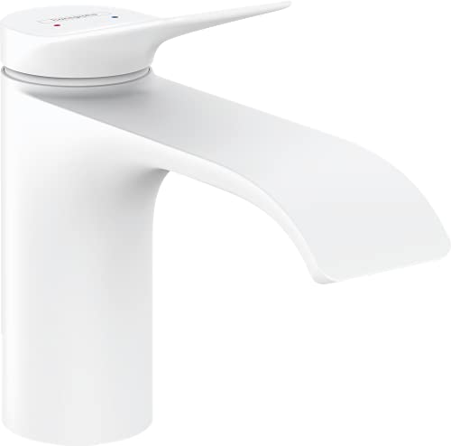 hansgrohe Waschtischarmatur Vivenis, Wasserhahn Bad mit Auslauf Höhe 80 mm, mit Zugstange, Badarmatur wassersparend, Mattweiß von hansgrohe