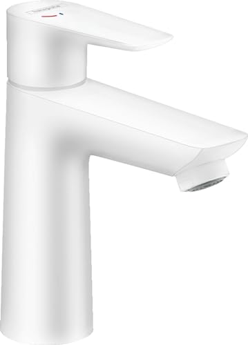 hansgrohe Wasserhahn Talis E CoolStart (Armatur mit Auslauf Höhe 110 mm), Einhebel-Waschtischmischer ohne Ablaufgarnitur, Mattweiß von hansgrohe