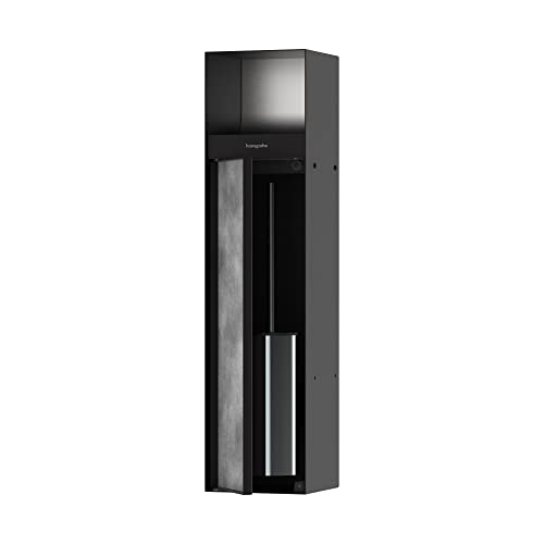 hansgrohe XtraStoris Rock Toilettenbürstenhalter mit Papierhalter, Einbau, befliesbare Tür, 145x140x595mm, 56062, Farbe: Mattschwarz von hansgrohe