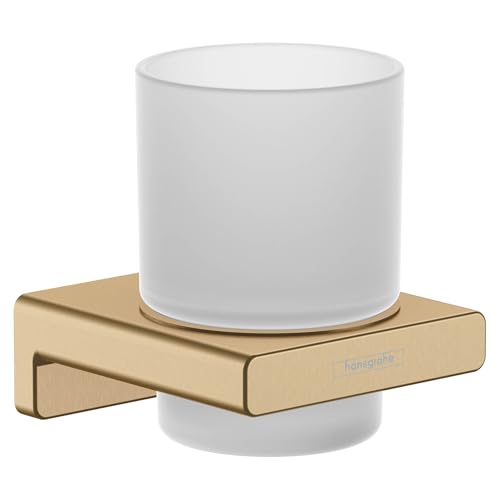 hansgrohe AddStoris - Zahnputzbecher, Zahnbürstenhalter für Wandmontage, Zahnbürstenbecher, verdeckte Befestigung, Badezimmer Zubehör, Brushed Bronze, 41749140 von hansgrohe