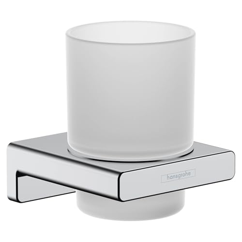 hansgrohe AddStoris - Zahnputzbecher, Zahnbürstenhalter für Wandmontage, Zahnbürstenbecher, verdeckte Befestigung, Badezimmer Zubehör, Chrom, 41749000 von hansgrohe