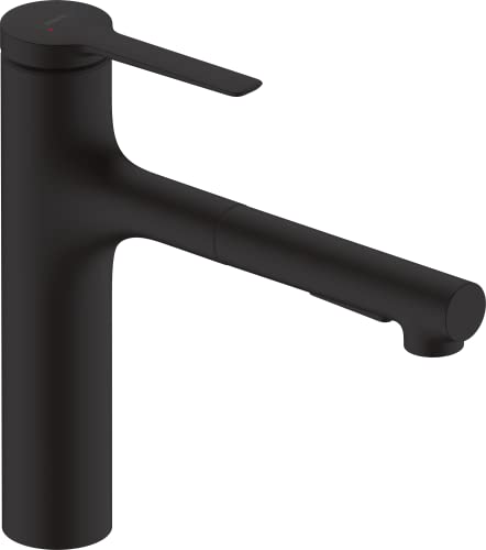 hansgrohe Zesis M33 - Küchenarmatur mit Metall Brause ausziehbar, 2 Strahlarten, Wasserhahn Küche mit Auslauf Höhe 160mm, Mischbatterie Küche schwenkbar , Mattschwarz von hansgrohe