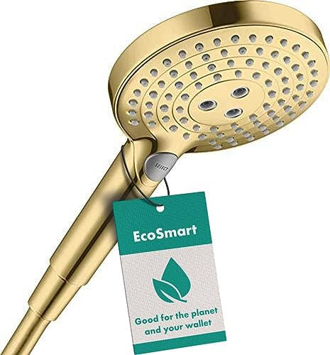 hansgrohe wassersparender Duschkopf Raindance Select S 120 (Regendusche, 3 Strahlarten), Polished Gold Optik von hansgrohe