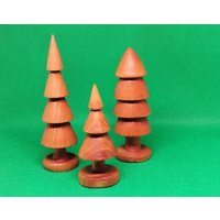 3Er Set, Handgedrechselte Bäumchen Aus Holz, Holzbäume, Holzbaum, Buche, Dekoration, Weihnachtsdekoration, Holz Gedrechselt von hantgetat