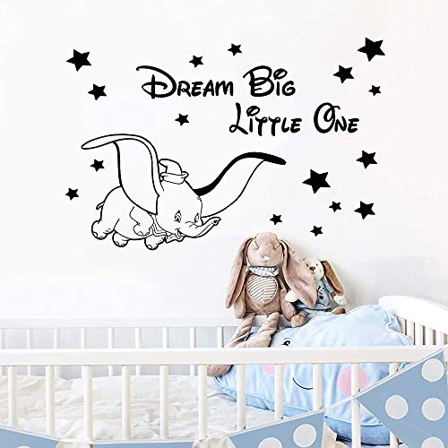 Wandaufkleber Kinderzimmer Dumbo Dream Big Little One Kinderzimmer Baby Aufkleber Für Wohnzimmer Für Schlafzimmer Für Kinderzimmer Kinderzimmer von hanume