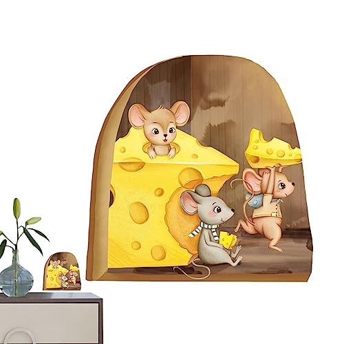 Wandtattoo Maus 3D – Maus in einem Loch Wandtattoo Fun Art, 15 x 15 cm/5,9 x 5,9 Zoll, lustige Kunst für Esszimmer, Wohnzimmer, Hotel, Schlafzimmer, Garage, Badezimmer, Kinderzimmer. Hanwen von hanwen
