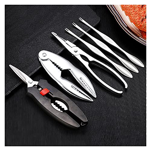 Hummer 6-teiliges Metall-Meeresfrüchte-Werkzeugsatz mit 3 Gabeln, 2 Meeresfrüchten-Crackern und 1 Fischscheren bequeme und praktische Werkzeuge Hummerbesteck von hanxiaoyishop