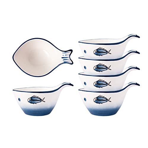 Snackschale 5.41oz Sauce Teller Fischform Dip Schale Set Keramik Sojasauce mit Griff Sushi Tauchschalen Ketchup Salat Vorspeisenplatten Serviergerichte Schüsseln (Set von 4) Dip Schälchen von hanxiaoyishop