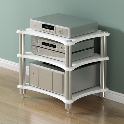 haohang 1/2/3/4-stufiger AV-Medienständer Aus Holz – Audio-Video-Komponentenschrank, Büro- Und Entertainment-Aufbewahrungsregal Für Stereoanlage, CD-Player(White,3 Tier-60x50x60cm) von haohang