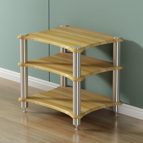 haohang 1/2/3/4-stufiger AV-Medienständer Aus Holz – Audio-Video-Komponentenschrank, Büro- Und Entertainment-Aufbewahrungsregal Für Stereoanlage, CD-Player(Pomelo Wood,3 Tier-60x50x60cm) von haohang