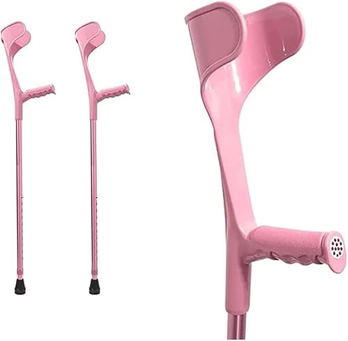 haohang Gehkrücken, Unterarmkrücken Für Erwachsene, Faltbare Aluminiumstöcke, 10 Höhenverstellbare Medizinische Stöcke, Unisex-Krücken(Pink,2pcs) von haohang
