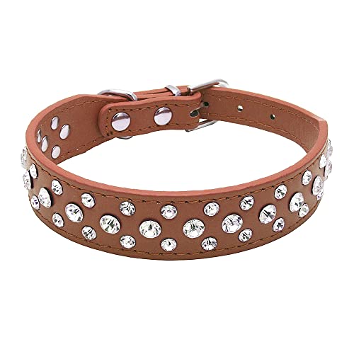 haoyueer Halsband für Hunde und Katzen, PU-Leder, mit Strasssteinen, Schwarz, Größe S, M, L, XL von haoyueer