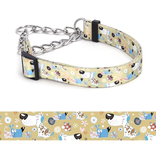 haoyueer Martingale Hundehalsband, Edelstahlkette, kein Ziehen, Trainingshalsband mit Blumen-Design für große, mittelgroße und kleine Hunde (A12NO14, L) von haoyueer