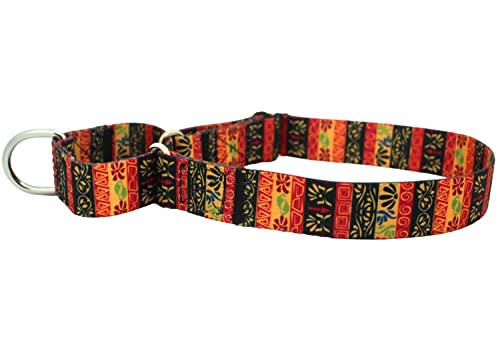 haoyueer Martingale-Hundehalsband aus strapazierfähigem Nylon, verstellbar, für Spaziergänge, Training für Jungen und Mädchen, Größe L: 45–53 cm, Bohemian-Rot von haoyueer