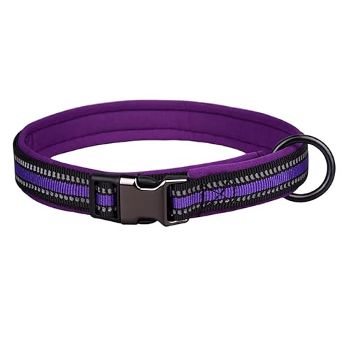 haoyueer Reflektierendes Hundehalsband aus Nylon mit Sicherheitsschnalle, verstellbare Haustierhalsbänder mit weicher Neoprenpolsterung für kleine, mittelgroße und große Hunde von haoyueer