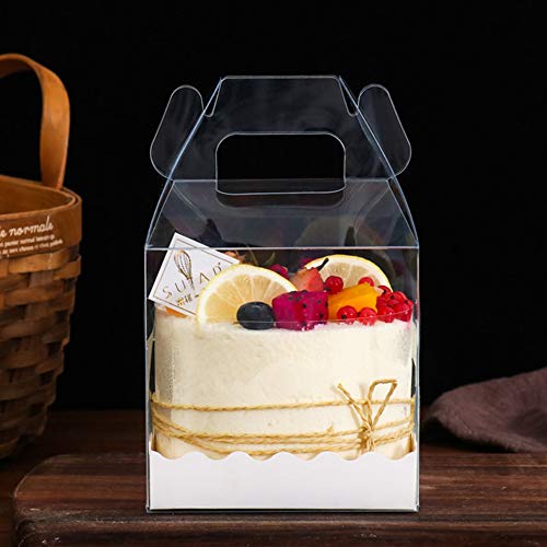 Geschenkboxen Durchsichtig 10 Stück Geschenkschachtel Kuchen Schachtel Transparent Klein Tortenboxen mit Griff Verpakung Cupcakes Muffin Gebäck Box Dekoration für Geschenk Party Valentinstag von haozaikeji