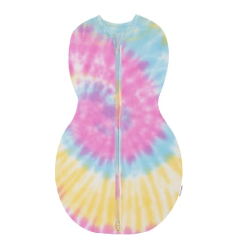 happiest baby Sleepea Pucksack 5-Sekunden-Wickeltuch, 100% Bio-Baumwolle, von Ärzten entworfen fördert gesunde Hüftentwicklung (Batik-Regenbogen, S) von happiest baby