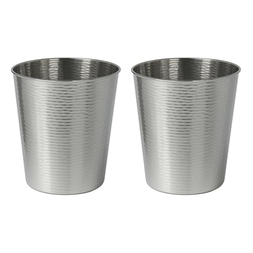 happimess HPM1112E-SET2 Remi Moderner klassischer strukturierter Stahl, 2 Abfalleimer für Küche, Büro, Bad, Schlafzimmer, Wohnheim, polierter Stahl (2er-Set) von happimess