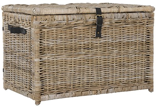 happimess Michael Wicker Storage Trunk, Rattan-Kubusoft Gray, Natural, 90 cm von happimess