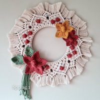 Handgemachter Blumenkranz Aus Makramee Boho Türdekoration von happinessByB