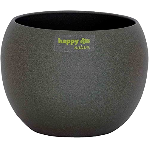 happy-nature Keramik Blumentopf Madeira dunkel grau Struktur Kugel Ø 16,0 cm H 13,5 cm von happy-nature