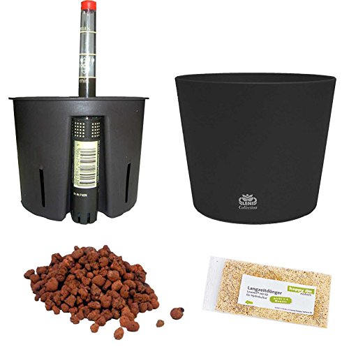 happy nature Set 5 teilig Hydro Set Blumentopf Flori Ø 16 schwarz für Hydropflanzen von happy nature