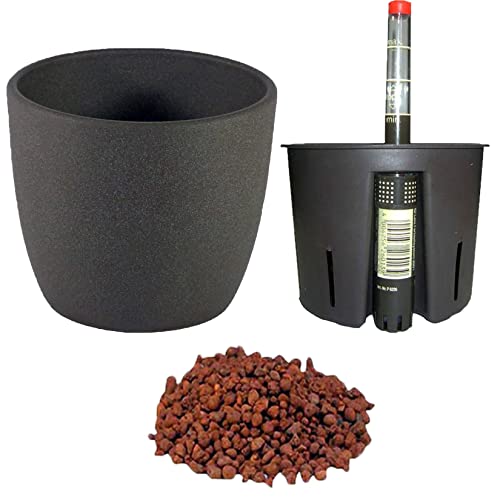 happy nature Set4 4 teilig für Hydrokultur Blumentopf Keramik Mallorca 11/09 anthrazit Ø 12,5 cm H 12 cm mit Blähton von happy nature