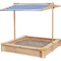 HAPPY PEOPLE Sandkasten, 118x118x118cm, Holz/blauweiss von happy people