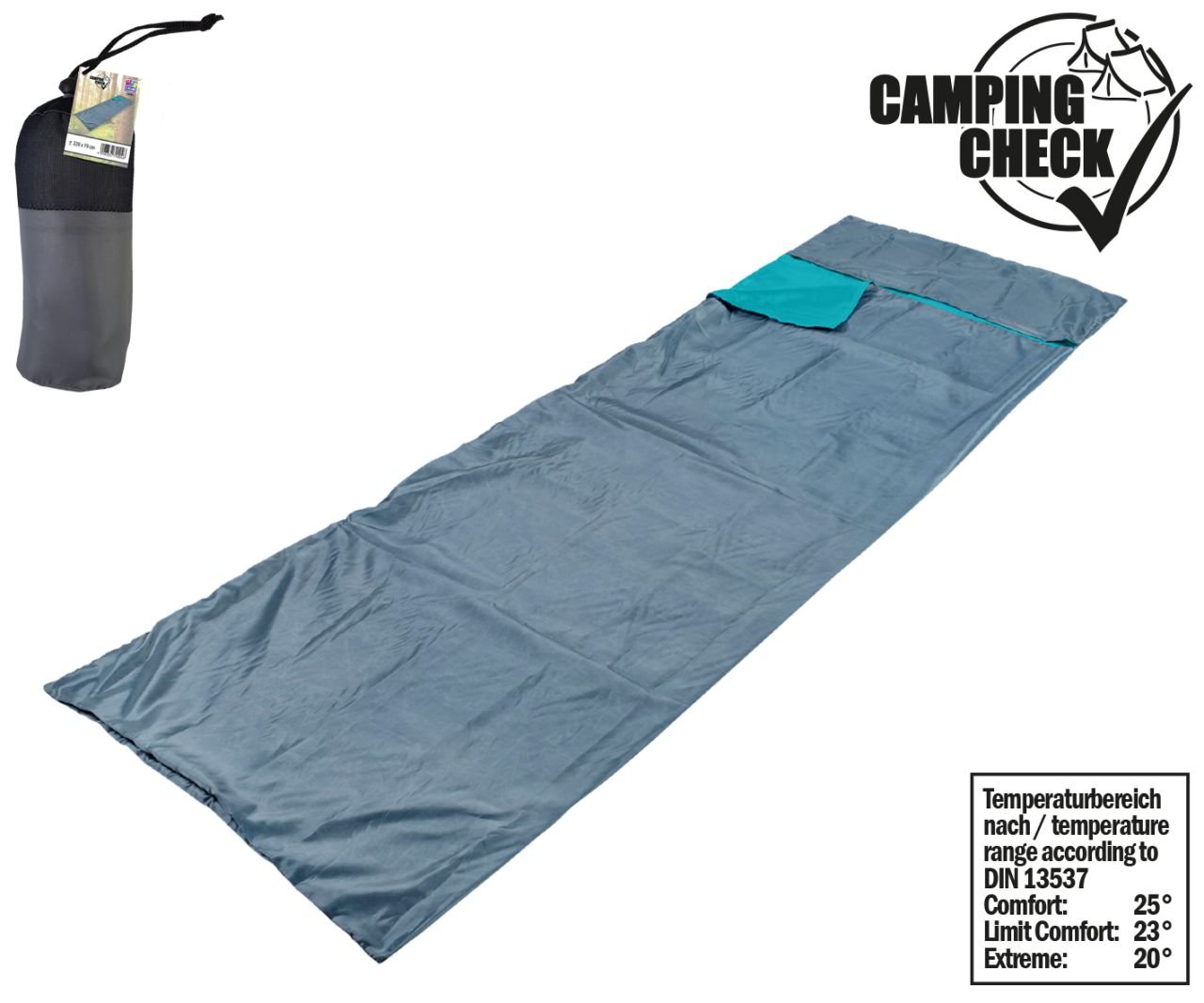 Happy People Reiseschlafsack Polyester 220 x 70 cm, grau türkis Happy People Reiseschlafsack Polyester 220 x 70 cm, grau türkis von happy people