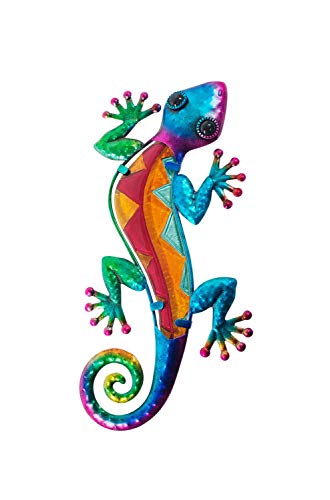 happyDko Wanddeko aus Metall: Gecko, Kollektion Versicolor, Modell 2, Höhe 30 cm von happyDko