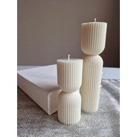 Sanduhr Kerze I Säulenkerzen Weihnachten Geschenk Hohe Rillenkerze Kerzen Mit Rillen Rapswachskerze Handgefertigt Geschenkidee von happycandleberlin