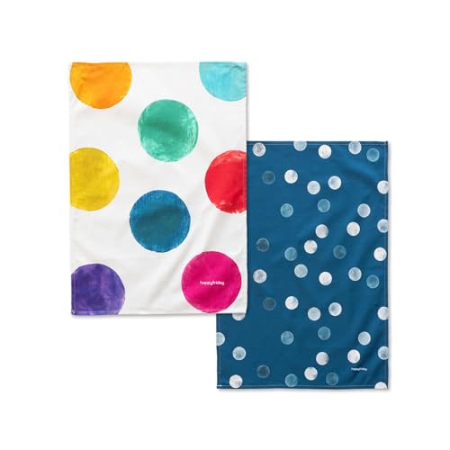 happyfriday Confetti Geschirrtuch, 2 Stück, 70 x 50 cm, mehrfarbig, 70 x 50 cm, 100% Baumwolle, Qualität von happyfriday