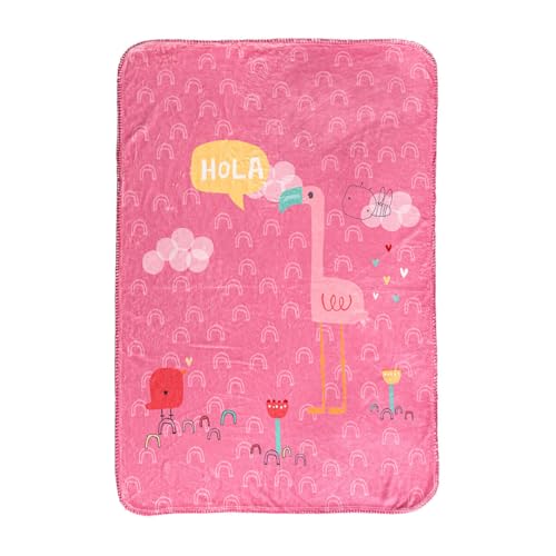 happyfriday Moshi Moshi Hola Decke, Mehrfarbig, Mikrofaser, 110 x 140 cm von happyfriday