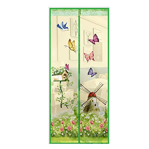 happyhouse009 Schmetterlings-Windmühlen-Vorhang, magnetisch, Fliegenschutz, Insektenschutz, Freisprecheinrichtung, Sommer, Magnetschutz, Fenster, Tür, Fliegenvorhang, grün, 100 x 210 cm von happyhouse009