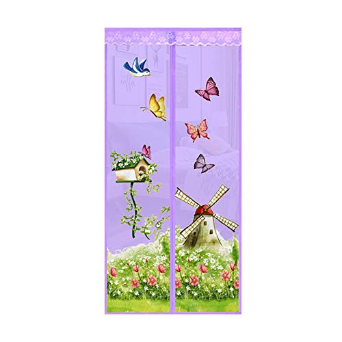 happyhouse009 Schmetterling-Windmühlen-Vorhang für Garten, magnetisch, Fliegenschutz, Insektenschutz, Freisprecheinrichtung, Sommer, magnetisch, Fliegenvorhang, lila, 100 x 210 cm von happyhouse009