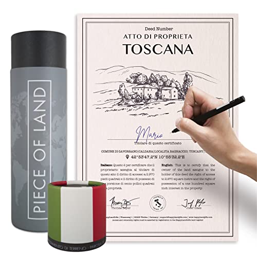 happylandgifts® Echtes Grundstück in der Toskana als einzigartiges Geschenk für Italien Fans | Besitzurkunde mit Wunschname zum selber eintragen | Toscana Geschenke | Geburtstag von happylandgifts