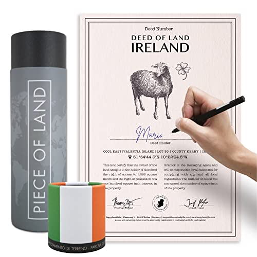 happylandgifts® Echtes Irland Grundstück als einzigartiges Geschenk | Besitzurkunde mit Wunschname zum selber eintragen | Irland Geschenke | Irische Geschenke | Deko | Geburtstag von happylandgifts