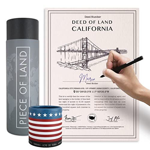 happylandgifts® Echtes Kalifornien Grundstück als einzigartiges Geschenk für USA Fans |Besitzurkunde mit Wunschname zum selber eintragen | California Geschenke | Geburtstag von happylandgifts