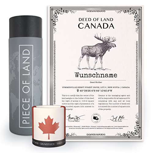 happylandgifts® Echtes Kanada Grundstück als einzigartiges Geschenk für Kanada Fans | Personalisierte Besitzurkunde mit Wunschname | Kanada Geschenke | Geburtstag von happylandgifts