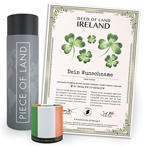 happylandgifts® Premium | Echtes Irland Grundstück als einzigartiges Geschenk für Fans der grünen Insel | Personalisierte Besitzurkunde in Farbe mit Wunschname und persönlicher Widmung von happylandgifts