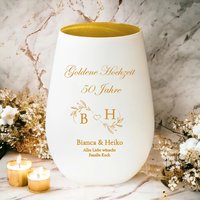 Goldene Hochzeit | 50 Jahre Personalisiertes Windlicht Persönliches Geschenk Mit Gravur Teelichthalter Tischdeko Goldene Hochzeit | 50 Jahre Personalisiertes Windlicht Persönliches Geschenk Mit Gravur Teelichthalter Tischdeko von happymuggermany